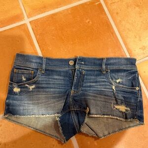 Abercrombie & Fitch Distressed Dark Blue Denim Cutoff Shorts